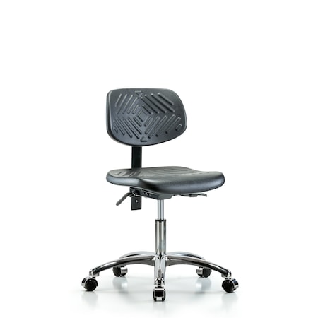 Desk Chair Desk Chair, Polyurethane, Chrome Casters, No Arms, 17