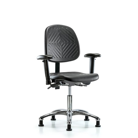 Desk Chair Desk Chair, Med, Poly, Bk Chrm, AA, Glides, Adjustable Arms, 17