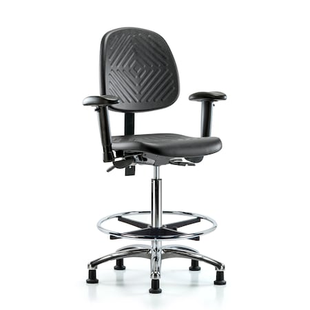 High Bench Chair Ben Chair, Poly, Hi, Med Bk, Chrm, AA CF Gld, Adjustable Arms, Blue, Black MPN:BR-PHBCH-MB-CR-T0-A1-CF-RG