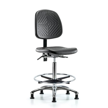 High Bench Chair Ben Chair, Poly, Hi, Med Bk, Chr, Tilt CF Gld, No Arms, 24-1/2