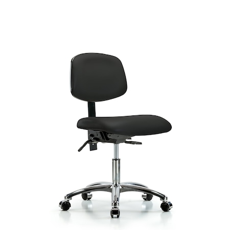 Desk Chair Desk Chair, Vinyl, Chrome Casters, Blk, No Arms, 18