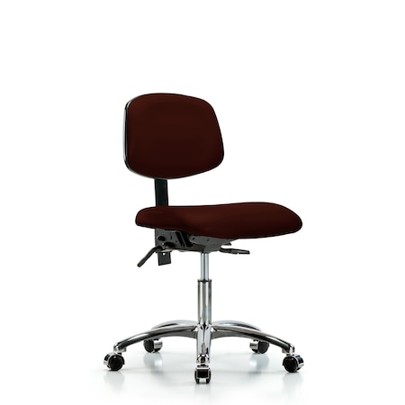 Desk Chair Desk Chair, Vinyl, Chrome Casters, Burg, No Arms, 18