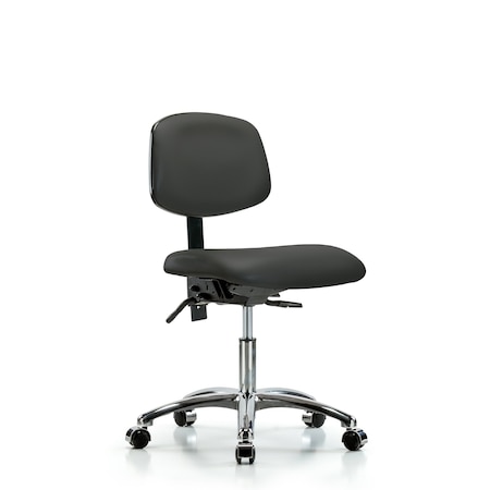 Desk Chair Desk Chair, Vinyl, Chrome Casters, Gry, No Arms, 18