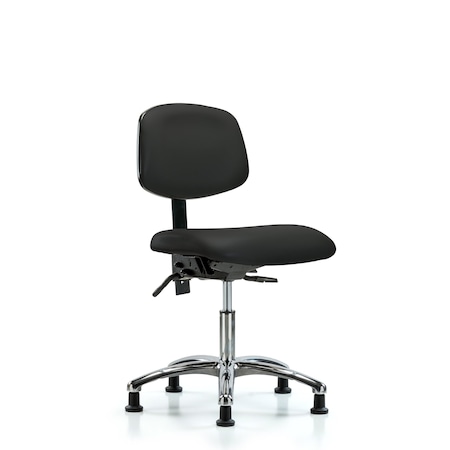 Desk Chair Desk Chair, Vinyl, Chrome Glides, BLK, No Arms, 18