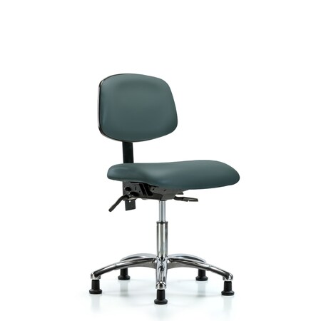 Desk Chair Desk Chair, Vinyl, Chrome Glides, Blu, No Arms, 18