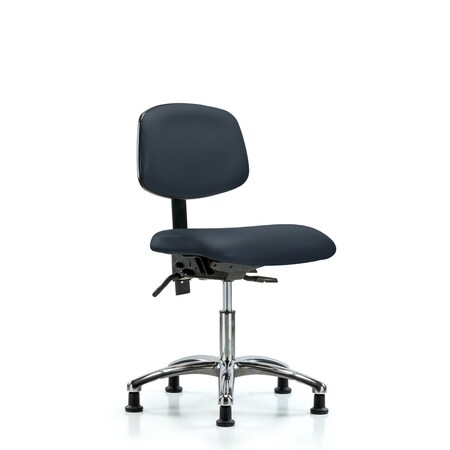 Desk Chair Desk Chair, Vinyl, Chrome Glides, Nav, No Arms, 18