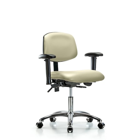 Desk Chair Desk Chair, Vinyl, Chrome AA Casters, Wht, Adjustable Arms, 18