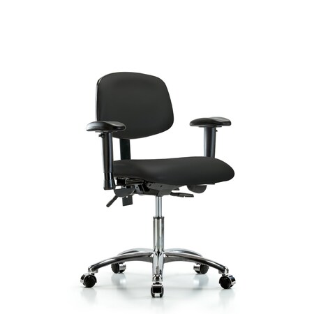 Desk Chair Desk Chair, Vinyl, Chrome AA Casters, Blk, Adjustable Arms, 18