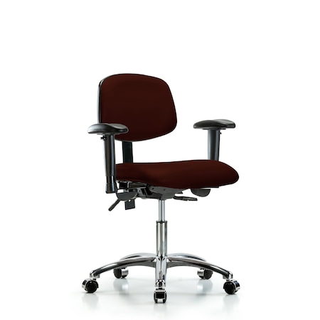 Desk Chair Desk Chair, Vinyl, Chrome AA Casters, Burg, Adjustable Arms, 18