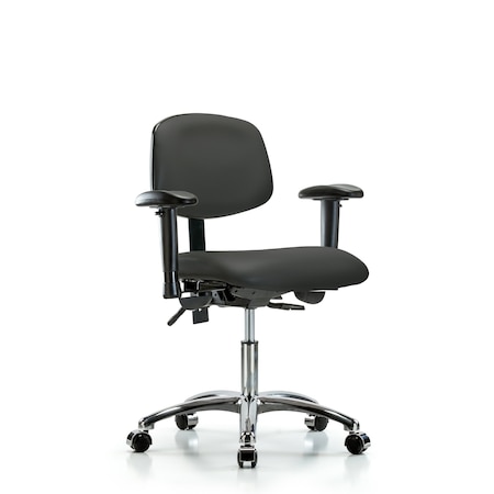 Desk Chair Desk Chair, Vinyl, Chrome AA Casters, Gry, Adjustable Arms, 18