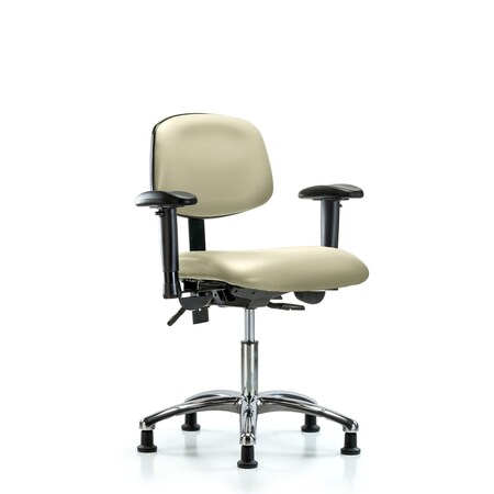 Desk Chair Desk Chair, Vinyl, Chrome AA Glides, Wht, Adjustable Arms, 18