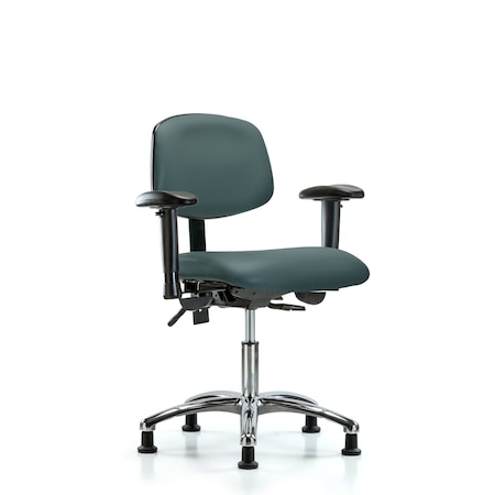 Desk Chair Desk Chair, Vinyl, Chrome AA Glides, Blu, Adjustable Arms, 18