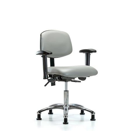 Desk Chair Desk Chair, Vinyl, Chrome AA Glides, Dov, Adjustable Arms, 18