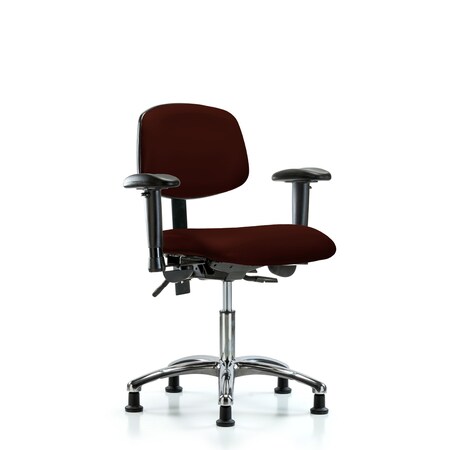 Desk Chair Desk Chair, Vinyl, Chrome AA Glides, Burg, Adjustable Arms, 18