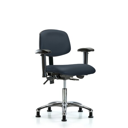 Desk Chair Desk Chair, Vinyl, Chrome AA Glides, Nav, Adjustable Arms, 18