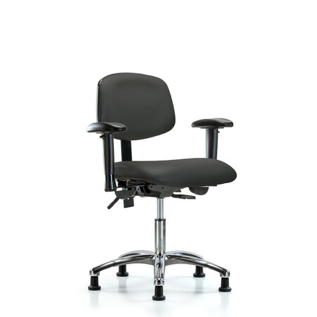 Desk Chair Desk Chair, Vinyl, Chrome AA Glides, Gry, Adjustable Arms, 18