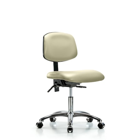 Desk Chair Desk Chair, Vinyl, Chrome Tilt Casters, Wht, No Arms, 18