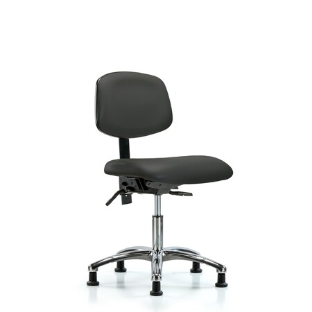 Desk Chair Desk Chair, Vinyl, Chrome Tilt Glides, Gry, No Arms, 18