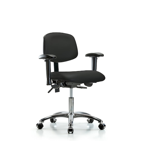 Desk Chair Desk Chair, Vinyl, Chr Tilt AA Casters, BLK, Adjustable Arms, 18