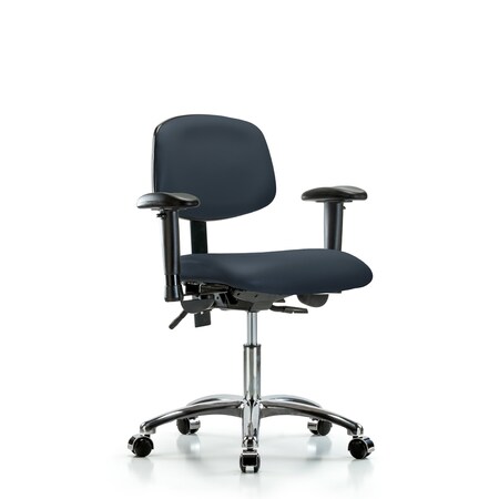 Desk Chair Desk Chair, Vinyl, Chr Tilt AA Casters, Nav, Adjustable Arms, 18