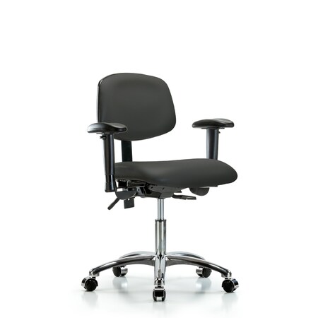 Desk Chair Desk Chair, Vinyl, Chr Tilt AA Casters, Gry, Adjustable Arms, 18