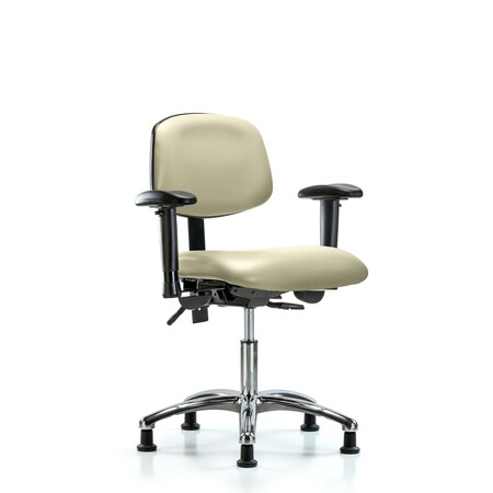 Desk Chair Desk Chair, Vinyl, Chr Tilt AA Glides, Wht, Adjustable Arms, 18