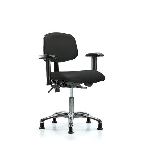 Desk Chair Desk Chair, Vinyl, Chr Tilt AA Glides, BLK, Adjustable Arms, 18