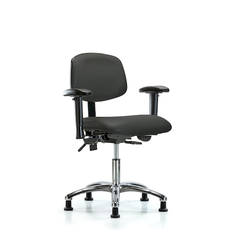 Desk Chair Desk Chair, Vinyl, Chr Tilt AA Glides, Gry, Adjustable Arms, 18