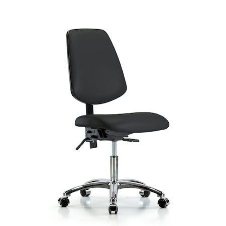 Desk Chair Desk Chair, Vinyl, Med, Bk, Chrm, Casters, Blk, No Arms, 18