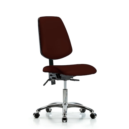 Desk Chair Desk Chair, Vinyl, Med, Bk, Chrm, Cast, Burg, No Arms, 18