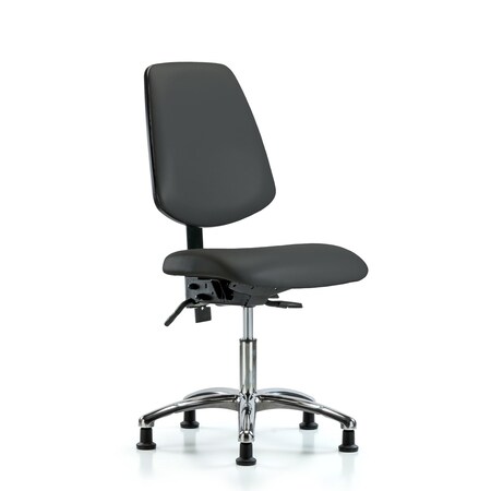 Desk Chair Desk Chair, Vinyl, Med, Bk, Chrm, Glides, Gry, No Arms, 18