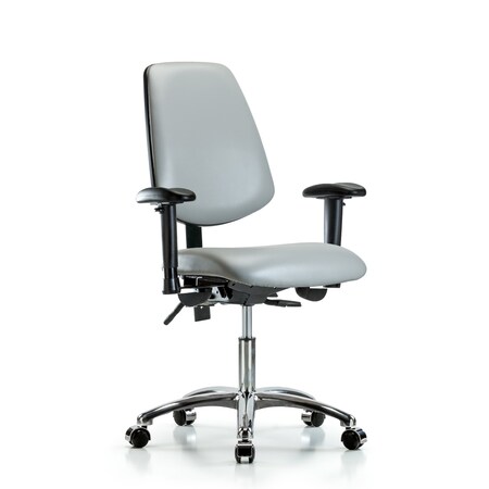 Desk Chair Desk Chair, Vinyl, Med, Bk, Chrm, AA, Cast, Dov, Adjustable Arms, 18