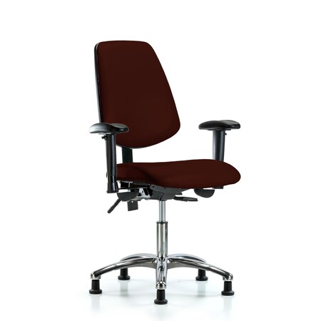 Desk Chair Desk Chair, Vin, Med, Bk, Chrm, AA, Glds, Burg, Adjustable Arms, 18