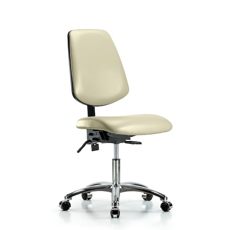 Desk Chair Desk Chair, Vinyl, Med, Bk, Cast, Wht, No Arms, 18