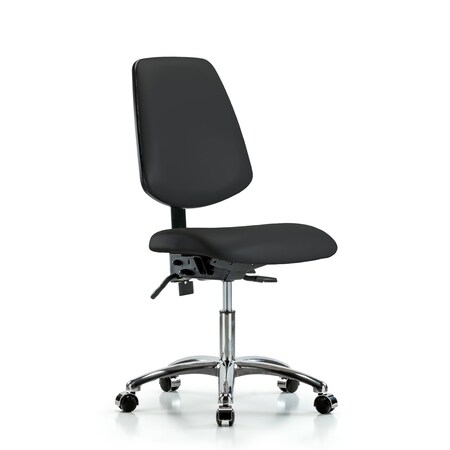 Desk Chair Desk Chair, Vinyl, Med, Bk, Cast, Blk, No Arms, 18