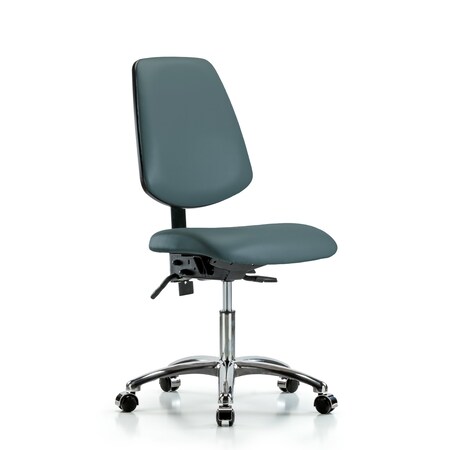 Desk Chair Desk Chair, Vinyl, Med, Bk, Cast, Blu, No Arms, 18