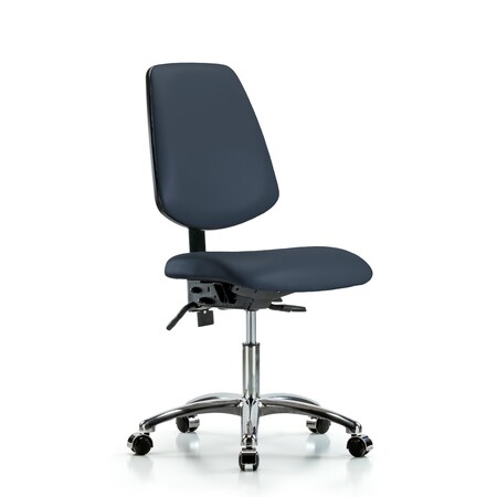 Desk Chair Desk Chair, Vinyl, Med, Bk, Cast, Navy, No Arms, 18