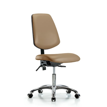 Desk Chair Desk Chair, Vinyl, Med, Bk, Cast, Taupe, No Arms, 18