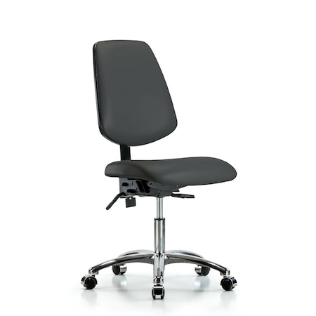 Desk Chair Desk Chair, Vinyl, Med, Bk, Cast, Gry, No Arms, 18