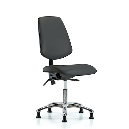 Desk Chair Desk Chair, Vinyl, Med, Bk, Glds, Gry, No Arms, 18