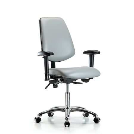 Desk Chair Desk Chair, Vinyl, Med, Bk, Cast, Dov, Adjustable Arms, 18