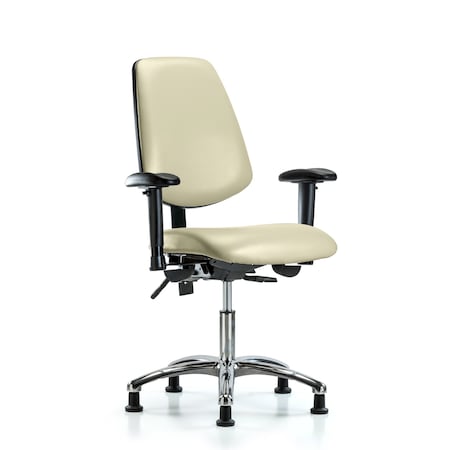 Desk Chair Desk Chair, Vinyl, Med, Bk, Glds, Wht, Adjustable Arms, 18