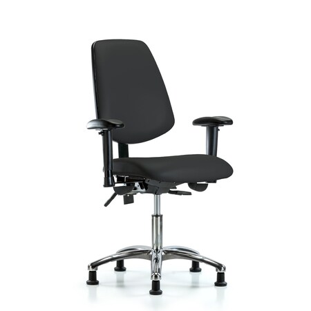 Desk Chair Desk Chair, Vinyl, Med, Bk, Glds, Blk, Adjustable Arms, 18