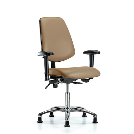 Desk Chair Desk Chair, Vinyl, Med, Bk, Glds, Taupe, Adjustable Arms, 18