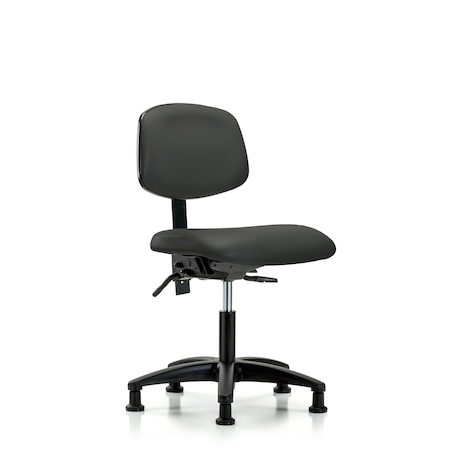 Desk Chair Desk Chair, Vinyl, Glides, Gry, No Arms, 18