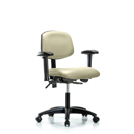 Desk Chair Desk Chair, Vinyl, AA Casters, Wht, Adjustable Arms, 18
