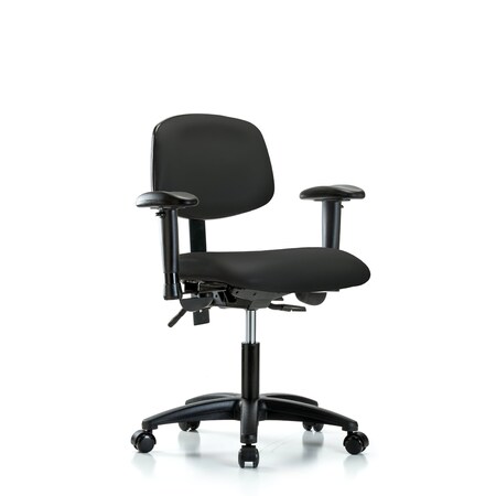 Desk Chair Desk Chair, Vinyl, AA Casters, Blk, Adjustable Arms, 18