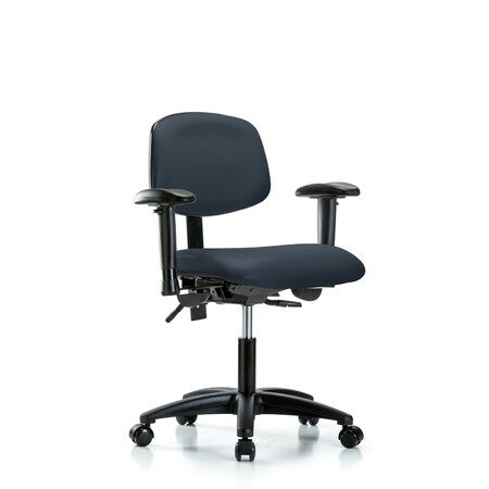 Desk Chair Desk Chair, Vinyl, AA Casters, Nav, Adjustable Arms, 18