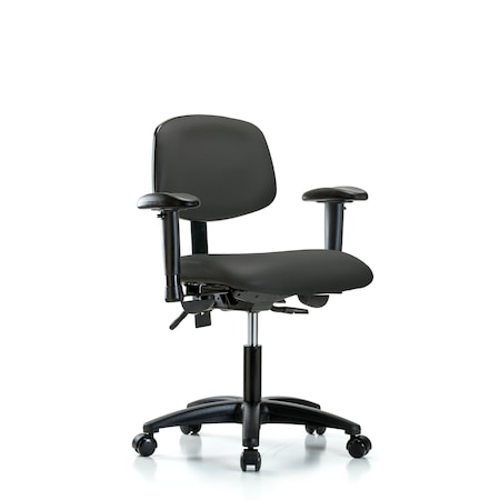 Desk Chair Desk Chair, Vinyl, AA Casters, Gry, Adjustable Arms, 18