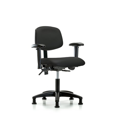 Desk Chair Desk Chair, Vinyl, AA Glides, Blk, Adjustable Arms, 18